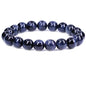Amandastone Natural Gemstone 10mm Round Beads Stretch Bracelet 7 Inch - color: Blue Tiger Eye