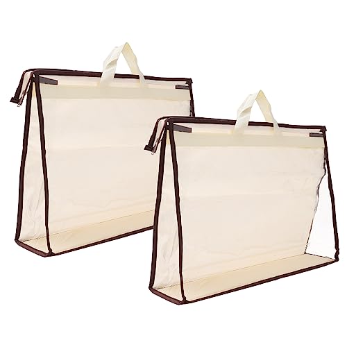PATIKIL Handbag Dust Bags, 2 Pack Clear Purse Storage Organizer XXL Size PVC Dustproof Handbag Cover Transparent Purse Protector, Beige - color: Beige, size: XXL