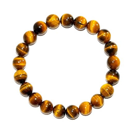 Natural Handmade Healing Chakra Bracelet - color: 10mm-Yellow Tiger Eye-FOR 7-8 INCH WRIST