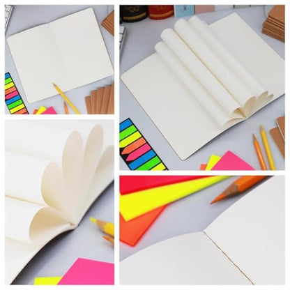 16 Pack Kraft Blank Notebooks for Writing, A5 Size 8.3 x 5.5in, 60 Pages Each, Bulk Sketchbook Journals Set for Travel Journal, Student, Kids, Writing - style: 16pack Blank pages