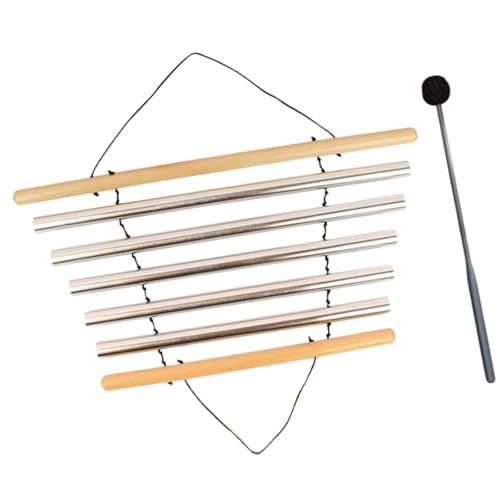 Amagogo Meditation Chime Percussion Bowl Handheld Sound Instrument Tubular Chime Wood Aluminum Material Suitable for Yoga Meditation Relaxation Home, 5 Tones