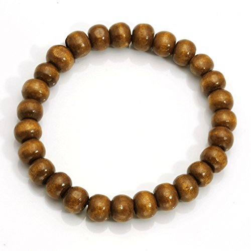 Men Womens 8mm Natural Wood Beads Bracelet for Mala Prayer Meditation Link Wrist…