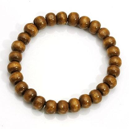 Men Womens 8mm Natural Wood Beads Bracelet for Mala Prayer Meditation Link Wrist…