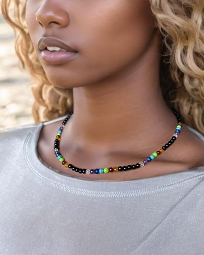 Reiki 7 Chakra Crystals Beaded Necklace Yoga Meditation Energy Jewelry Necklaces for Women and Men Relaxation Gifts - style: Black Agate