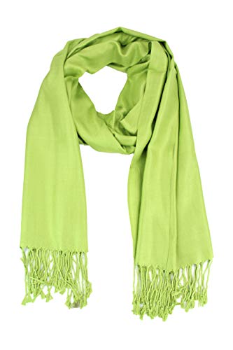 Luxurious Pashmina Feel Scarf & Shawl - Soft Solid Color Wrap for Weddings, Evening Dresses, Gifts - color: Light Green