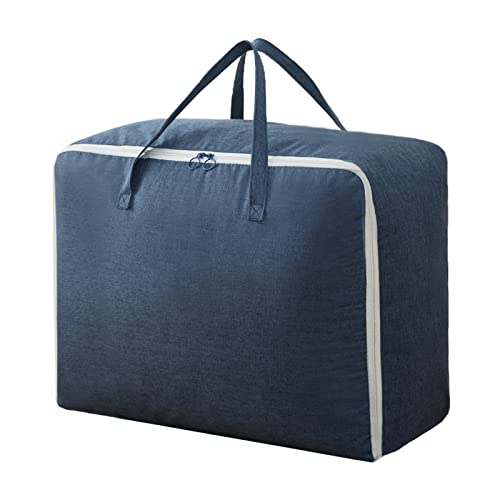 Surblue Clothes Storage Bag Organizer with Durable Handles Thick Fabric Large Capacity for Blanket Comforter Clothing Bedding (Navy, M) - color: Navy, size: M