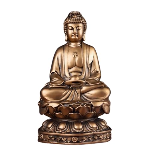 Resin Shakyamuni Buddha Statue – 6" (15cm) Handcrafted Sculpture with Serene Expression for Meditation, Home Altar & Spiritual Decor (Bronze Color) - color: 6" Bronze