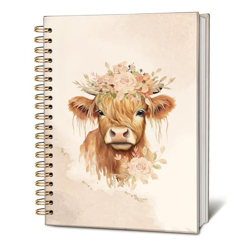 Floral Cow Watercolor Notebook, Cows Lover Gifts Notebooks for Note Taking, Cows Gifts for Women Journal, Cute Western Flower Fluffy Cow Journals for Writing, 5.5x8.3 Inch - color: 01-Vintage Floral Cow2