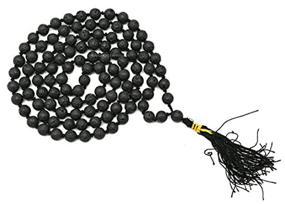 Amazing Gemstone Lavastone Mala Beads - 108 Prayer Beads for Meditation and Mindfulness Practice, Handcrafted Mala Beads with Natural Gemstones for Spiritual Healing and Relaxation (Knotted) - color: Lava Stone, style: Knotted