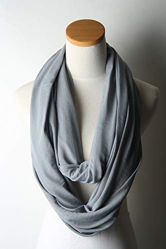 corciova Black Soft Girl Women Infinity Wrap Scarf Stretchy Jersey Knit Sleep Head Circle Scarf Continuous Loop Light Weight - color: 106 Light Grey
