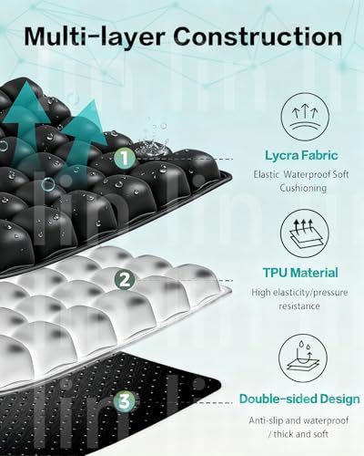 Inflatable Seat Cushion Self-Inflating No Pump Needed, Portable Adjustable 3D Airbag Ergonomic Cushion for Airplane Travel, Car, Office Chair, Wheelchair, Camping, Long Sitting Comfort