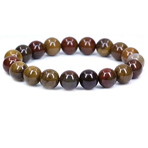 Keleny Fashion Crystal Man Women Stretch Bracelet 10mm Round Beads Rock Jasper 7 Inch Unisex - color: Aqua