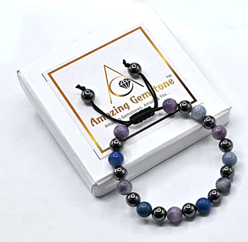 Amazing Gemstone Stop Drinking Alcohol Manifestation Bracelet - Lepidolite Blue Aventurine Hematite Bracelet Set for Men Women Healing Calming Anxiety Stress Relief Gifts(Adjustable) - color: Quit Alcohol