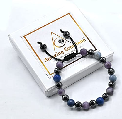 Amazing Gemstone Stop Drinking Alcohol Manifestation Bracelet - Lepidolite Blue Aventurine Hematite Bracelet Set for Men Women Healing Calming Anxiety Stress Relief Gifts(Adjustable) - color: Quit Alcohol