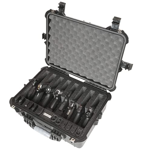 Case Club 8 Pistol and 12 Magazine Pre-Cut Heavy Duty Waterproof Case with Included Silica Gel Canister to Help Prevent Gun Rust - style: Standard Version