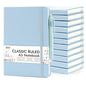 feela 12 Pack Notebooks Journals Bulk, Hardcover Notebook Classic Ruled Lined Journals with Pen Holder for Women Girls School Business Supplies, with 12 Black Pens, 120 GSM, 5.1”x8.3”, A5, Light Blue - color: 12 Pack light blue