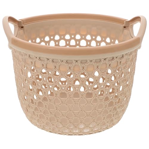 PRETYZOOM Waterproof Woven Storage Basket with Handle Multi-Use Organizer for Bedroom Bathroom Living Room Large Capacity Sundries Organizer Compact 7.67X7.67X5.51 Inch Laundry and Cosmetics Storage