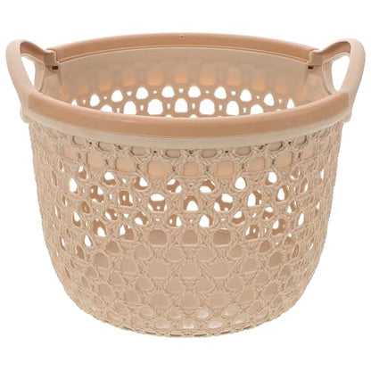 PRETYZOOM Waterproof Woven Storage Basket with Handle Multi-Use Organizer for Bedroom Bathroom Living Room Large Capacity Sundries Organizer Compact 7.67X7.67X5.51 Inch Laundry and Cosmetics Storage