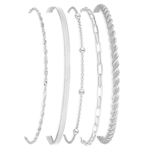 BERISO Gold Bracelets for Women, Elegant Adjustable 14K Gold Plated Bracelet for Women, Trendy Minimalist Dainty Gold Bracelet for Everyday Wear - style: 5layer B0048-SL