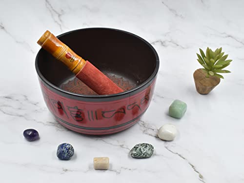 Store Indya Tibetan Singing Bowl Set - Authentic Meditation Sound Bowl for Yoga, Chakra Healing, and Stress Relief - Unique Spiritual Gifts for Women and Men - color: RED