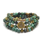 108 Mala Beads Bracelet Necklace with Yoga Symbol Buddha Charm – Gold-Plated Meditation Jewelry, Healing Stone, Ideal Spiritual Gift for Yoga & Meditation - style: African Turquoise