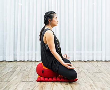 Leewadee Meditation Cushion Set – 1 Small Zafu Yoga Pillow and 1 Small Roll-Up Zabuton Mat Filled with Kapok - color: Sf02 - Orange