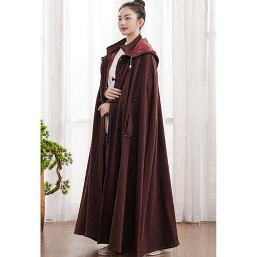 Unisex Meditation Buddhist Cloak Warm Plush Meditation Outerwear Meditation Prayer Outfit Coat Traditional Monk Robe - color: Coffee, size: Medium