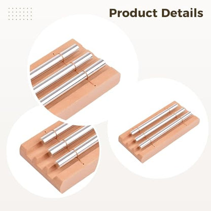 2 Pcs Sound Block Chime Set, Two-Tone & Three Tone Percussion Instrument, Metal Tubes & Wood Base, Mindfulness