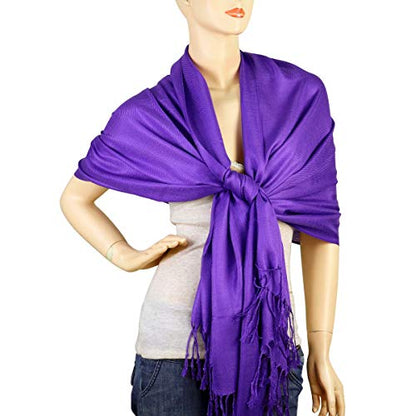 Falari Women's Soft Solid Color Pashmina Shawl Wrap Scarf, for Wedding, Bridesmaid Gifts, Evening Dress - color: Eggplant Purple