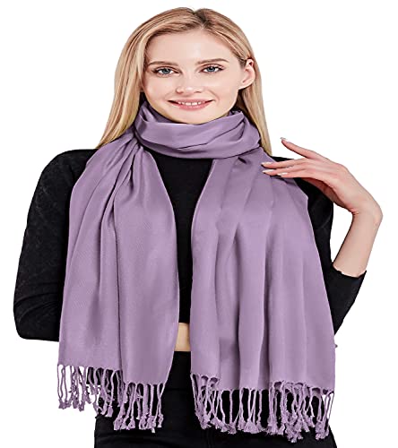 CJ Apparel Solid Color Tassels Design Nepalese Shawl Scarf Wrap Stole Throw Head Wrap Pashmina Gift Hand Made in Nepal New - color: Light Purple