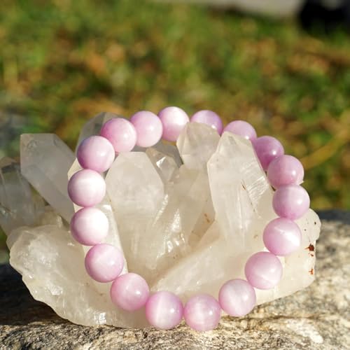Natural Handmade Healing Chakra Bracelet - color: 12mm-Kunzite-FOR 8-8.7 INCH WRIST