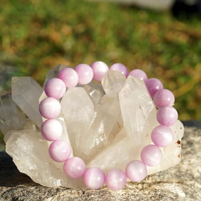 Natural Handmade Healing Chakra Bracelet - color: 12mm-Kunzite-FOR 8-8.7 INCH WRIST