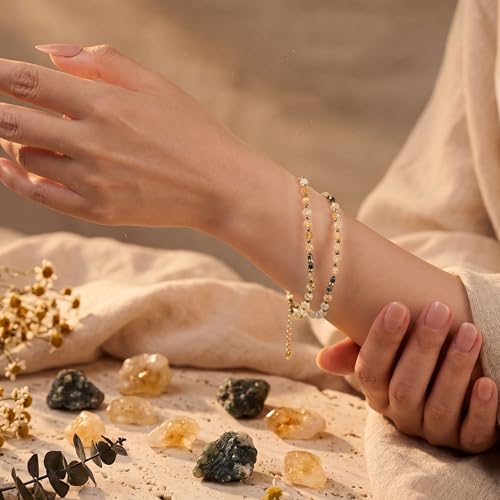 Farfume Beaded Bracelets for Women, Chakra Crystal 4mm Beads Gemstone Natural Stone Bead Spiritual Jewelry Gifts for Women - color: Yellow Citrine-Positivity