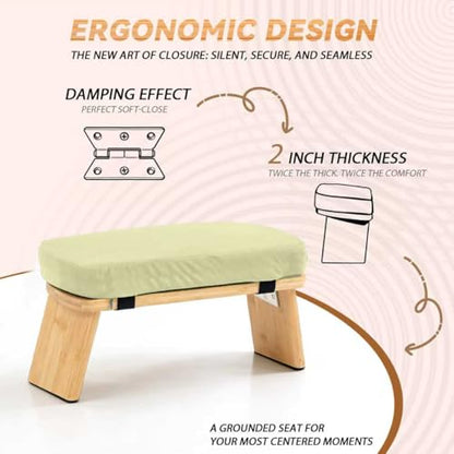 Meditation Bench, Bamboo Meditation Stool, Folding Kneeling Meditation Bench, Seiza Prayer Bench (Beige) - color: Beige