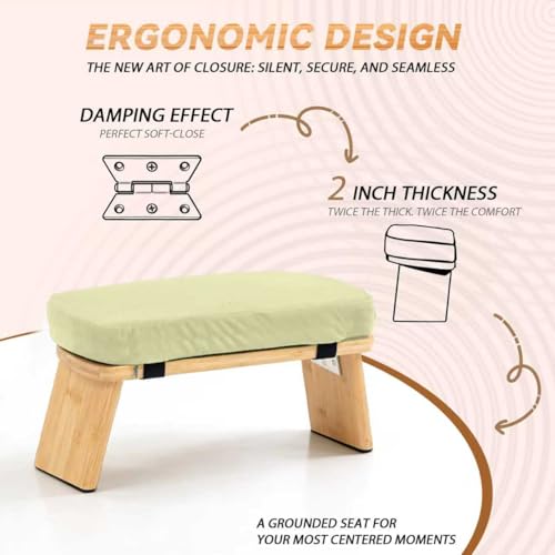 Meditation Bench, Bamboo Meditation Stool, Folding Kneeling Meditation Bench, Seiza Prayer Bench, Prayer Bench with Meditation Cushion, Kneeling Stool(Beige-Bag) - color: Beige-bag