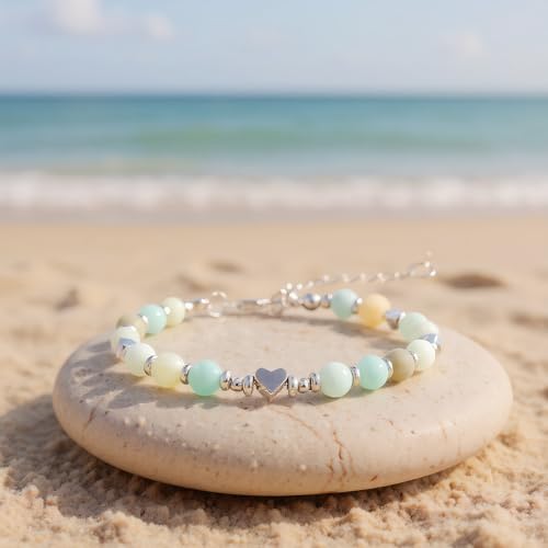 Birthday Bracelet: 6mm Natural Stone Healing Bracelet Inspirational Self-Care Gifts for Women, Mom, Daughter, Wife, Coworkers, Friend, Bestie, Granddaughter - color: Blue