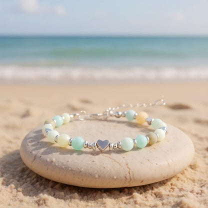 Birthday Bracelet: 6mm Natural Stone Healing Bracelet Inspirational Self-Care Gifts for Women, Mom, Daughter, Wife, Coworkers, Friend, Bestie, Granddaughter - color: Blue