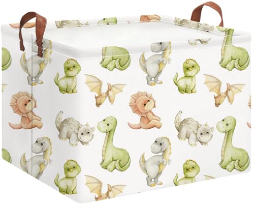 Rectangle Storage Basket with Handles,Collapsible Storage Bin,Books Box,Gift Basket(Watercolor Dinosaur) - color: Watercolor Dinosaur