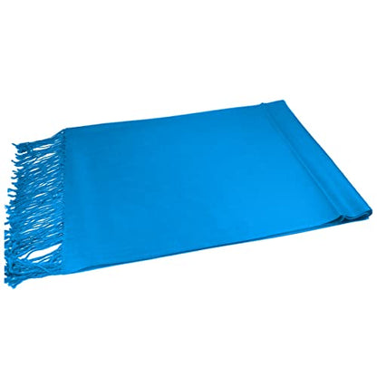 Glory Max Women Large Soft Silky Pashmina Shawl Wrap Scarf in Plain Solid Colors - color: Sky Blue