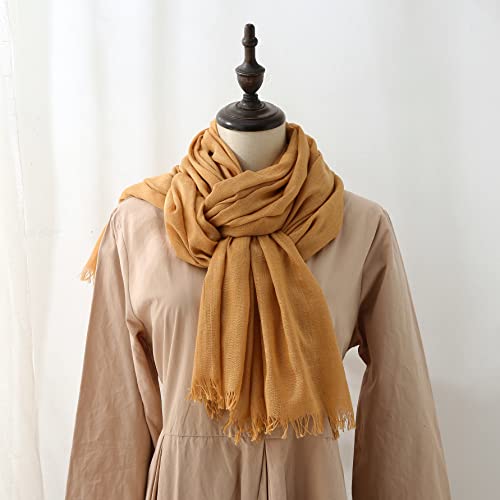 Jeelow Solid Color Scarf Wrap Shawl for Women Men – Soft Lightweight Head Scarf, All Season, Travel Beach Office Daily Wear - color: Ginger
