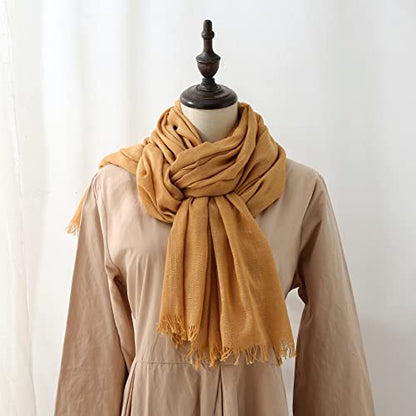 Jeelow Solid Color Scarf Wrap Shawl for Women Men – Soft Lightweight Head Scarf, All Season, Travel Beach Office Daily Wear - color: Ginger