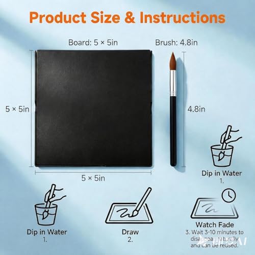 Buddha Water Painting Board, Magic Canvas Mini Water Drawing Mat with Brush for Painting, Sketching & Meditation, As Relaxing Gifts (1)