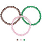 3PCS Agate Bracelet for Women Men Natural Round Beaded Agates Stone Healing Stretch Bracelets Elastic Handmade Polished Gemstone Beads Bracelet - color: Green+Pink+Grey