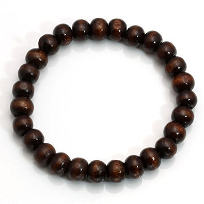 Men Womens 8mm Natural Wood Beads Bracelet for Mala Prayer Meditation Link Wrist…