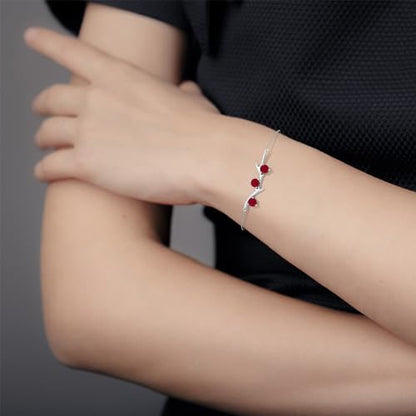 Angara - Women's Chain Bracelet in 14K Solid Gold/Platinum | Tree Branch Bracelet for Anniversary, Wedding, Birthday Gift | Round Sapphire | Ruby | Emerald | Diamond - size: 5 mm