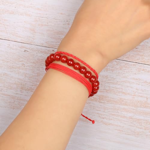 QOGIR Handmade Healing Bracelet,6mm Natural Gem Stone Bracelet rope bracelet - color: Carnelian( Vitality and Energy), size: 8mm