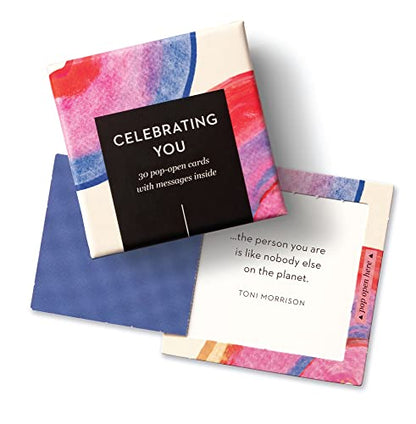 Compendium ThoughtFulls Pop-Open Cards — 4-Pack of Celebrating You, Be Happy, Happy Day, Smile — 120 Pop-Open Cards, Each with a Different Message Inside - color: Celebrating You, Be Happy, Happy Day, Smile