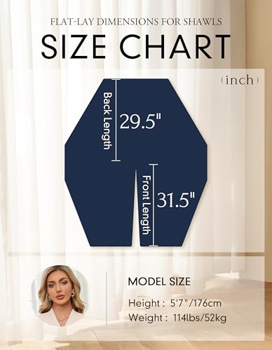 PULI Women's Elegant Shawl Wraps Soft Open Front Poncho Sweater for Spring Fall Winter - color: Front Tab-dark Salte Blue