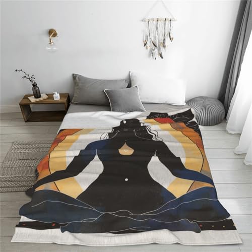 Yoga Meditation Printed Flannel Throw Blanket, Plush Warm Sofa Throw Blanket for Couch, Bed, Travel, Camping, Cinema 60x50 Inch - size: 60x50 Inch
