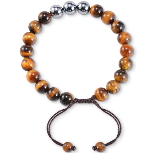 Tigers Eye Bracelets for Men Women Stretch Adjustable Bracelet Natural Tiger Eye Beaded Gemstone Bracelet Handmade Polishing for Spiritual Healing Meditation Yoga - color: Color-8, size: Adjustable Size